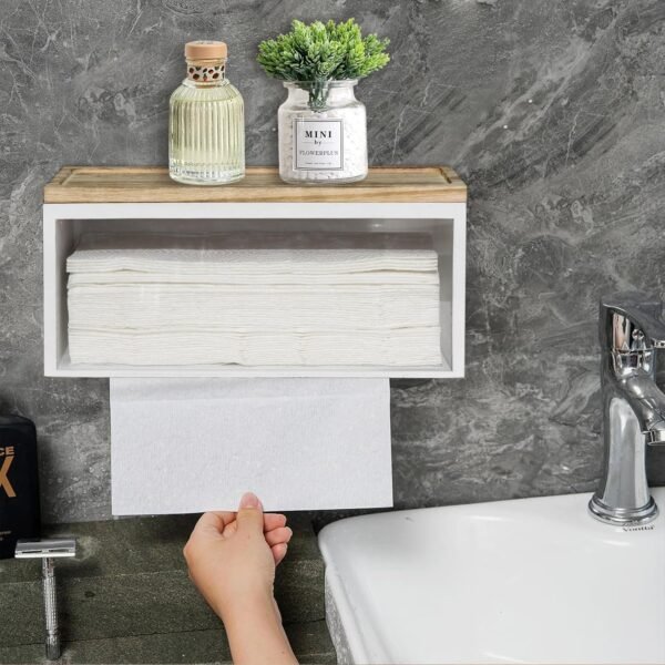 Solid Wood Paper Towel Dispenser Wall Mounted, Folded Paper Towel Holder with Lid, Commercial C-Fold, Z-Fold, Trifold Hand Paper Towel Holder Dispenser for Bathroom Kitchen Office - Image 6