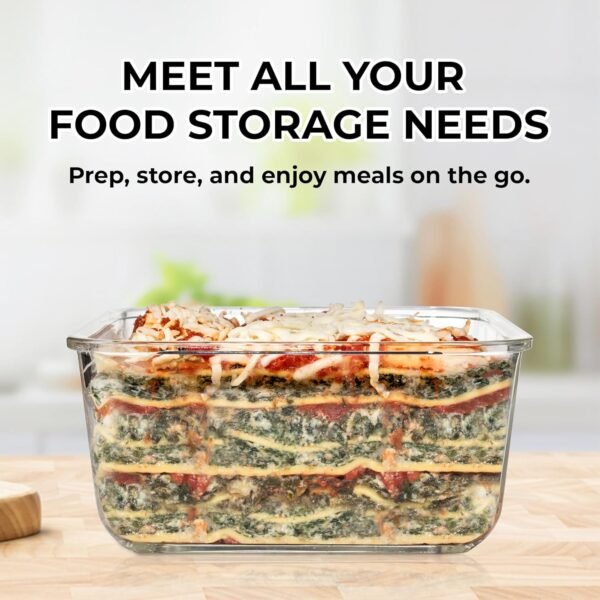 Razab 6 PC Square Glass Food Storage Containers with Airtight lids (74, 40 & 27 oz) Kitchen Glass Meal Prep Containers Set for Freezer Reusable Leftover Lunch Boxes, Oven, Microwave, Dishwasher Safe - Image 7