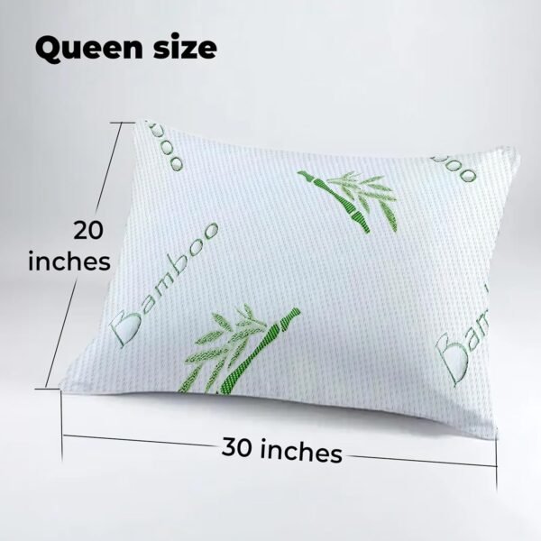 OMEO 2 Pack Queen Size Rayon Derived from Bamboo Pillow for Sleeping Shredded Memory Foam Bed Pillows for Side, Back and Stomach Sleepers, Soft, Cooling, Adjustable and Washable Cover 20" x 30" - Image 3