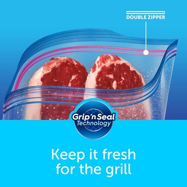 Ziploc 2 Gallon Food Storage Freezer Bags, Grip 'n Seal Technology for Easier Grip, Open, and Close, 30 Bags Total - Image 7