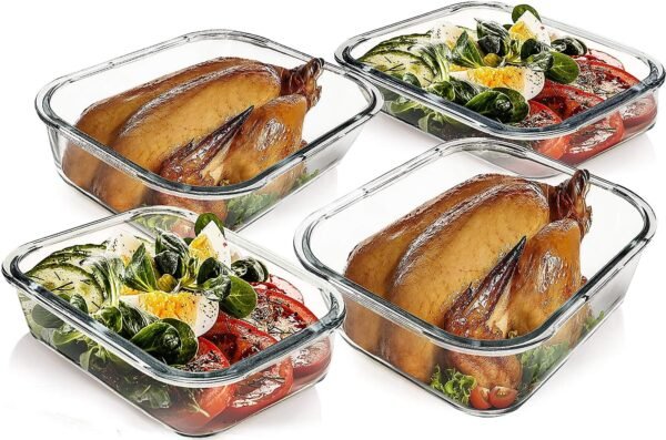 M MCIRCO [80 oz & 36 oz Extra Large Glass Food Storage/Baking Containers Set with Lids, 2 Pack 80 oz(10 cup)&2 Pack 36 oz (4.5 cup) Airtight Glass Container,Microwave,Oven,Freezer and Dishwasher - Image 5