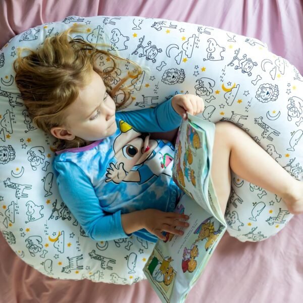 100% Organic Cotton Toddler Body Pillow, Hypoallergenic Kids Body Pillow for Sleeping or Lounging. Body Pillow for Kids with Machine Washable Cover. (Green/Giraffe) - Image 9