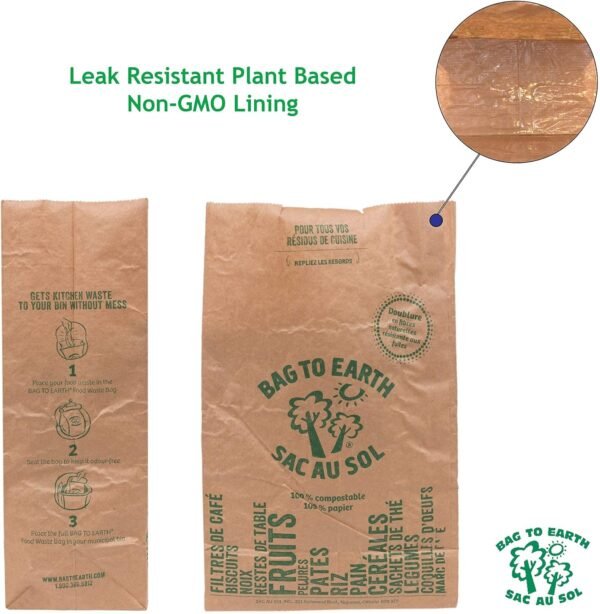 -Kitchen Food Waste Bag, Set of 2 - Compostable, Leak-Resistant, 3.0 Gallons, 60 Count - Image 4