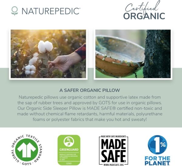 Naturepedic Organic Latex Side Sleeper Pillow - Standard/Queen Bed Pillow with Shoulder Cutout - Luxury Pillow for Back Support and Neck Pain Relief - Image 7