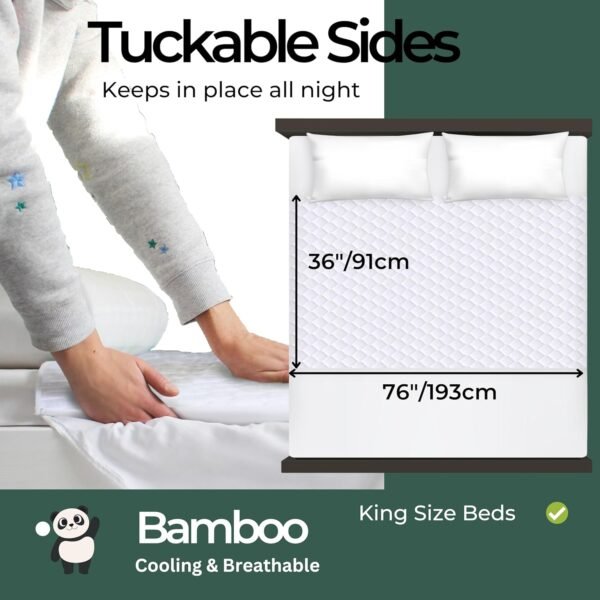 Hygge Sheets®️ Organic Washable Incontinence Bed Pads for Adults & Kids - 100% Waterproof Reusable Mattress Protector Underpads - Rayon derived from Bamboo - King - Image 3