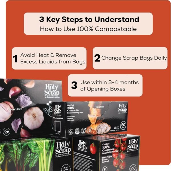 100% Compostable Household Basics Set - 2.6 G Scrap Bags (100 Pack), 8-10 G Drawstring Trash Bags (30 Pack), Large Disposable Kitchen Gloves (100 Pack), Resealable Snack Bags (50 Pack) - Image 4
