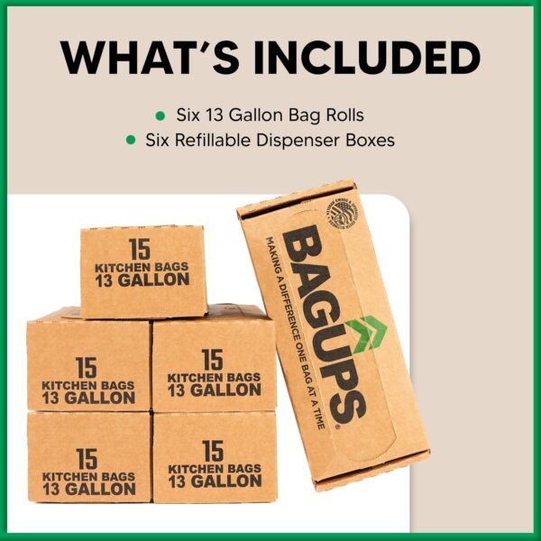 13 Gallon Tall Kitchen Bags, Biodegradable Trash Bags 24"x32"x.95 mil thick ASTM D6954-18, 6 Bag Dispensers, 90 Bags With Dispensers - Image 7