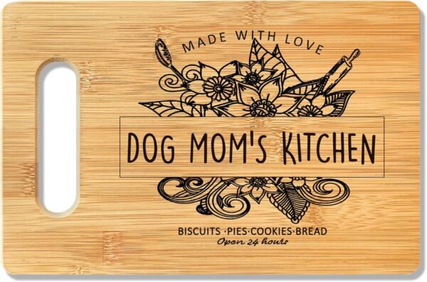 Dog Mom Gifts Cutting Board, Dog Mom Gifts for Women Bamboo Cutting Board, Dog Lover Gifts Decorative Cutting Board Kitchen Decor, Mothers Day Birthday Gifts for Dog Lovers Mom Women