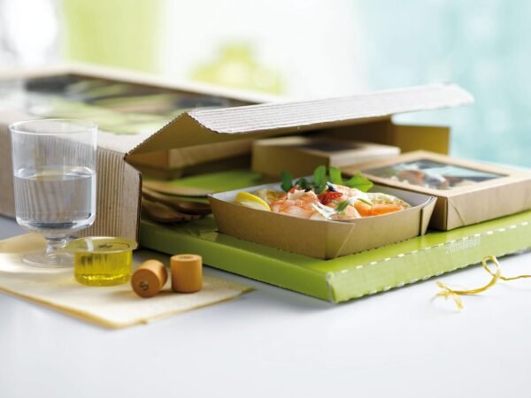 PacknWood 210KRAYB85 Kraft Kray Boxes with PET Window Lid - 7oz 2.8 x 2.8 x 1.6in - 250 pcs - Image 4
