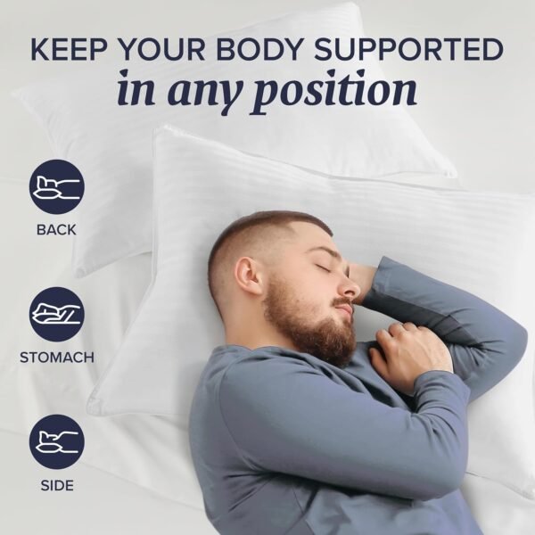 Beckham Hotel Collection Bed Pillows Standard / Queen Size Set of 2 - Down Alternative Bedding Gel Cooling Pillow for Back, Stomach or Side Sleepers - Image 8