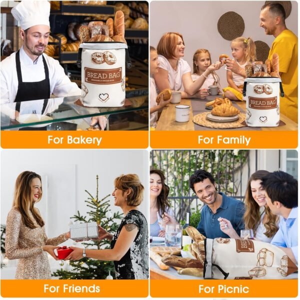 2 Pcs Bread Storage for Homemade Bread, Reusable Bread Bags Storage Bag With Zipper, Large Freezer Container to Keep Bread Fresh, Perfect Bread Making Accessories - Image 7