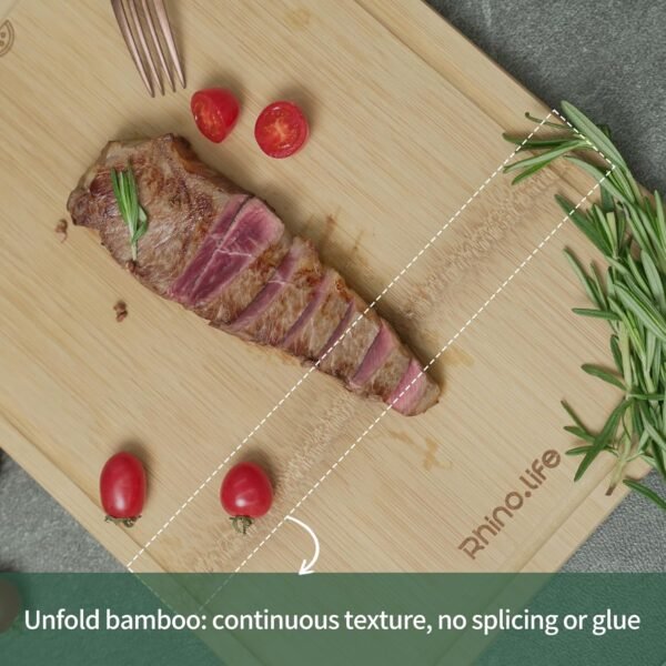 Totally Unfold Bamboo Cutting Boards for Kitchen Gift Non Toxic Solid Unfold Nature Working Surface No Glue Non Toxic No Paint Thick One piece Chopping Charcuterie Cheese board Wooden meat - Image 2