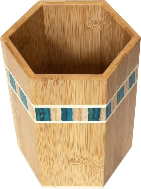 Totally Bamboo Baltique Mykonos Collection Kitchen Utensil Holder, Large Cooking Utensil Crock for Countertop - Image 4