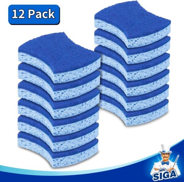 MR.SIGA Non-Scratch Cellulose Scrub Sponge, Dual-Sided Dishwashing Sponge for Kitchen, 12 Pack - Image 6