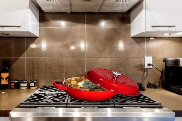 Enameled Cast Iron 3 Piece Bundle Gift Set, 3.8qt. Braiser Pan, 12 inch Skillet & 3qt. Balti Dish, Cookware Set - Image 3