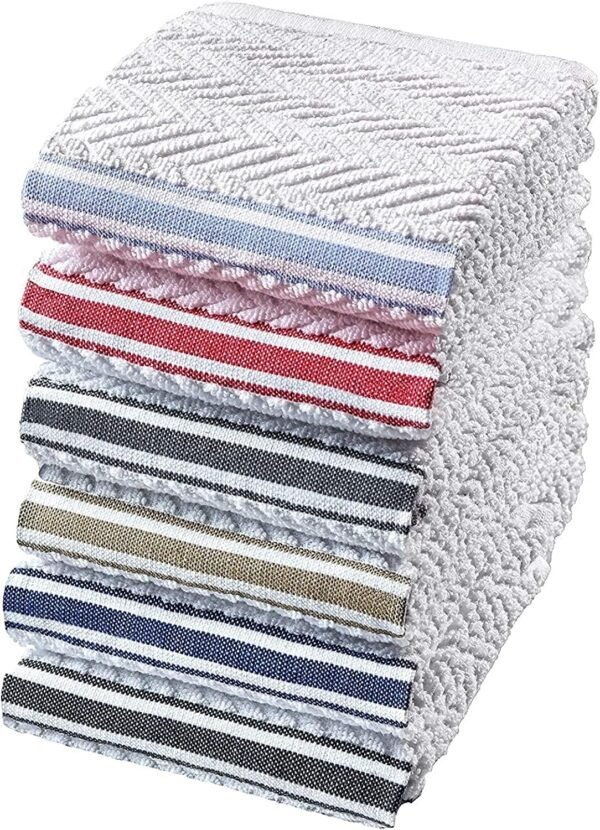Fashion Flavor - Kitchen Terry Towel Set of 6 Large Size 16"x28". Highly Absorbent, Soft Yet Sturdy, Machine Washable and with a Convenient Hanging Loop - Image 6