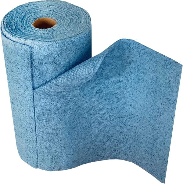 Eurow Microfiber Tear-A-Towel Roll, Reusable Paper Towel Replacement, 11 by 12 Inches, Blue, 50 Pack