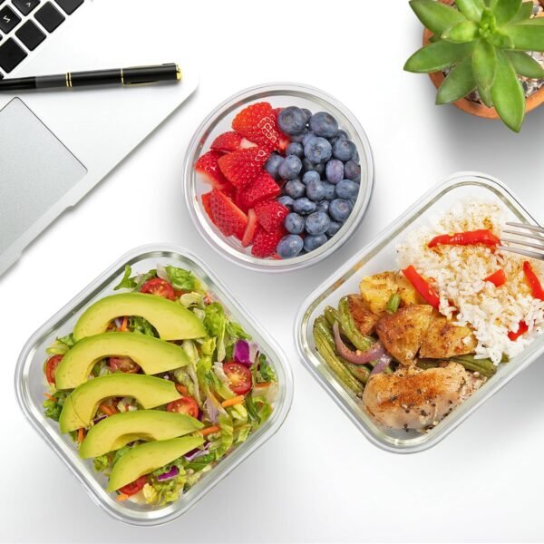 Zulay Kitchen 12 Pack Glass Meal Prep Containers with Lids - Airtight, Premium Borosilicate Glass Food Storage Containers - Microwave, Freezer & Oven Safe, BPA Free - Black - Image 6