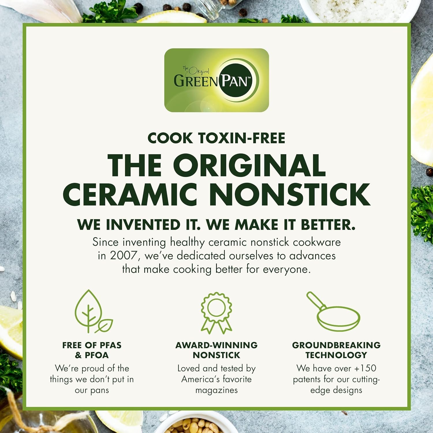 GreenPan Chatham 12 Piece Stainless Steel Cookware Set, Non-Toxic PFAS-Free Healthy Ceramic Nonstick, Dishwasher Safe, Oven Safe, Frypan Skillet Sauté Saucepan, Bamboo Utensils, Silver - Image 8