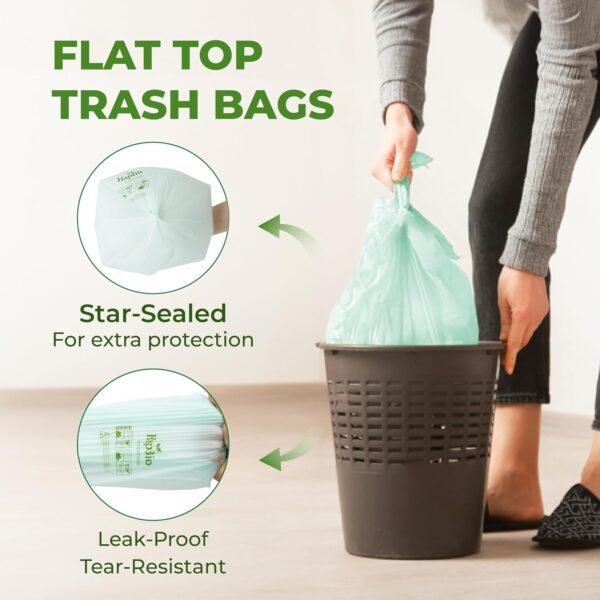 HAPBIO 2.6 Gallon Compostable Trash Bags, 100 Count/Roll, 0.67 Mils, Pack 1, Unscented, Small Trash Bags, BPI OK Compost Home, Recycle Food Scrap Waste Bags for Countertop Bin, Kitchen - Image 4