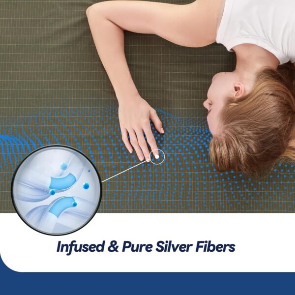 Nayoroom Grounding Sheets Queen, 95% Organic Cotton + 5% Self-Cleaning Pure Silver Fiber, Grounding Sheets with Grounding Cord - Designed for Support Stress Relief, Sleep - Olive Green - Image 8
