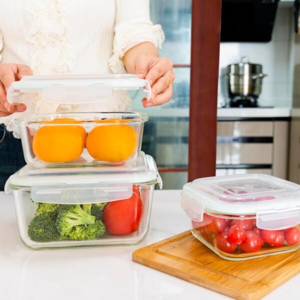 Razab 6 PC Square Glass Food Storage Containers with Airtight lids (74, 40 & 27 oz) Kitchen Glass Meal Prep Containers Set for Freezer Reusable Leftover Lunch Boxes, Oven, Microwave, Dishwasher Safe - Image 6