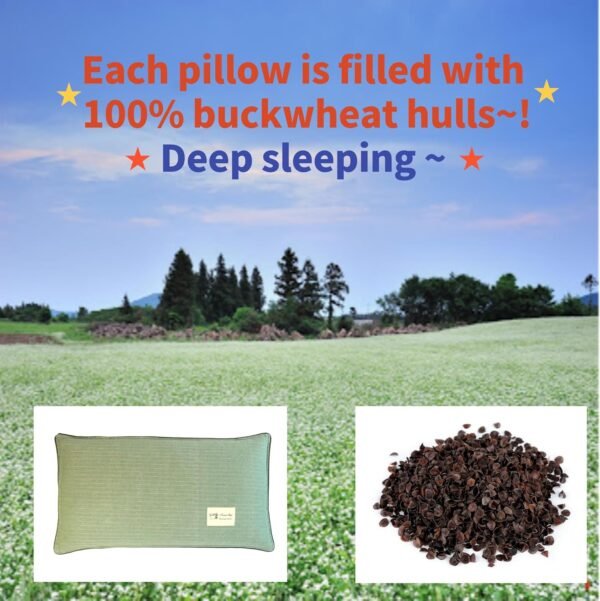 Buckwheat Pillow for Sleeping-Breathable for Cool Sleep,Cervical Support for Back and Side Sleepers,Korean Style,Standard Size 22"x14"(1pc), Light Green - Image 5