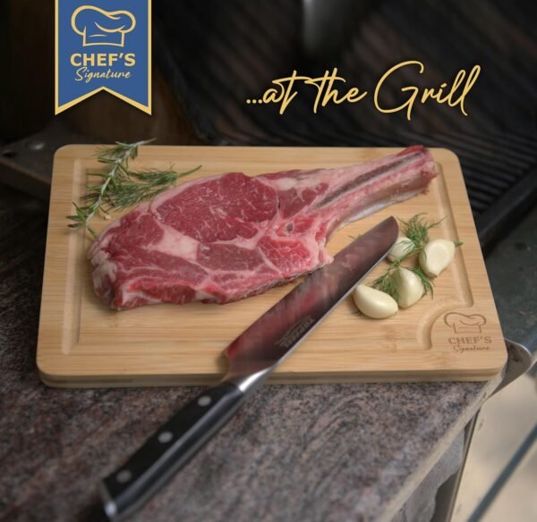 CHEF'S SIGNATURE Premium Organic Bamboo Cutting Boards for Kitchen Set of 3 - Durable, Eco-Friendly - Wood Cutting Board w/Juice Grooves & Easy Grip Handles - Perfect for Chopping, Slicing and Serving - Image 7