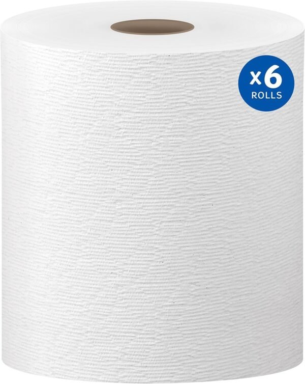 Kleenex® Hard Roll Paper Towels, Bulk (50606), 1.75" Core, with Premium Absorbency Pockets, White (600'/Roll, 6 Rolls/Case, 3,600'/Case)