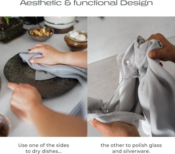 Premium Silver Infused Kitchen Towels - 100% Organic Cotton Dish Towels - Odor Controlled Tea Towels (Pack of 4) Absorbent Kitchen Hand Towels Gray - Image 7
