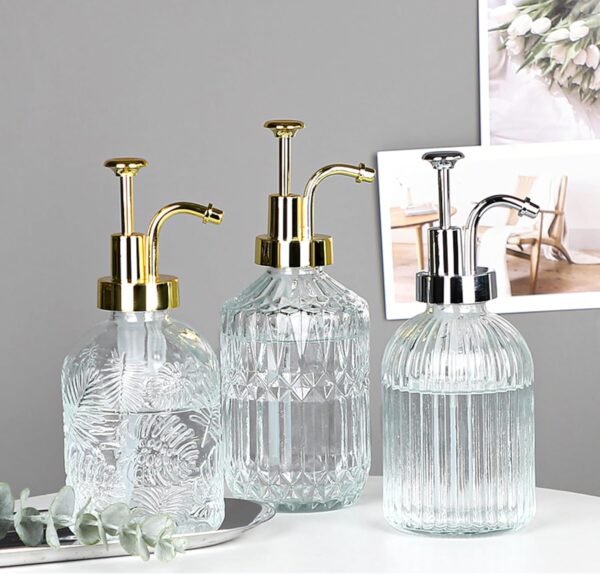 Glass Pump Soap Dispenser Kitchen Hand Soap Dispenser Sour Cream Dispenser Rustproof Stainless Steel Pump Dispenser for Kitchen Bathroom ((Maple Leaf Gold Nozzle) - Image 2