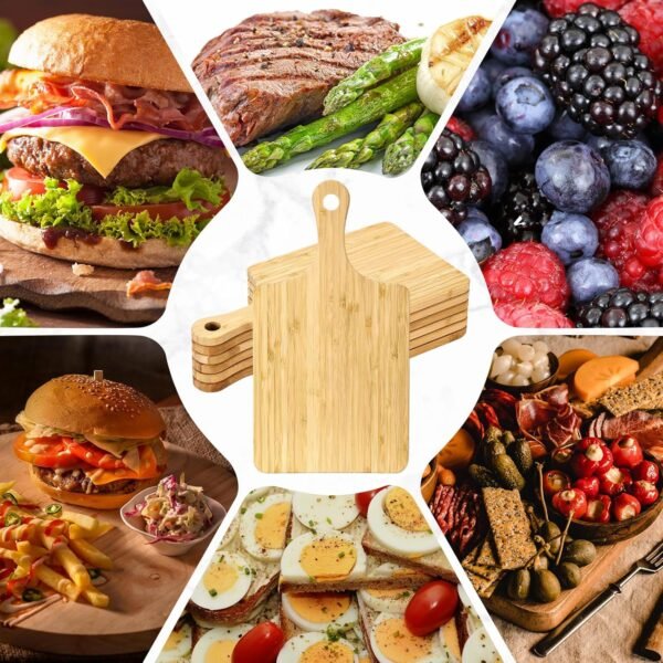 Lounsweer 6 Pcs Thicken Cutting Board Bulk Wood Chopping Board Serving Board Charcuterie Boards for Laser Engraving Mother' Day Wedding Housewarming Gift(Bamboo,13 x 7 Inches) - Image 3