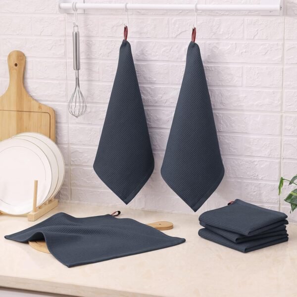 Homaxy 100% Cotton Dish Cloths - Waffle Weave Soft and Absorbent Dish Towels - 6 Pack Quick Dry Dish Rags - 12 x 12 Inches Dishcloths for Kitchen Washing Dishes - Dark Grey - Image 7