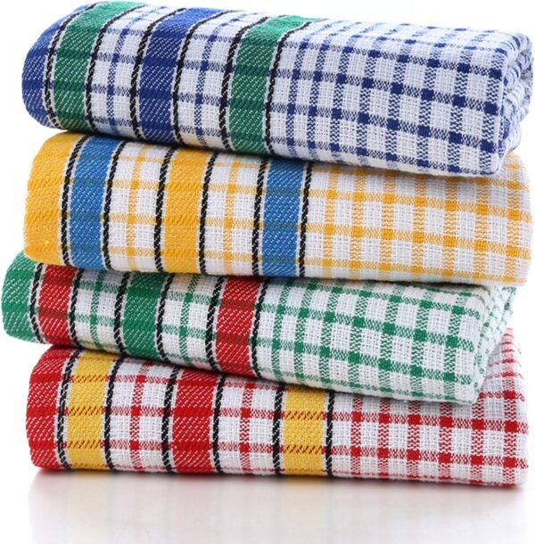 Large Kitchen Dish Towels, 16 Inch x 26 Inch Bulk Absorbent Cotton Kitchen Towels, 4 Pack Bright Colorful Tea/Bar Towels for Washing Drying Dishes and Household