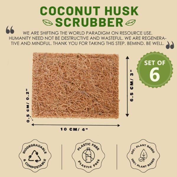 Coconut Husk Scrubber(3) Coconut Scouring Pads|Natural Dish Scrubber|Coconut Dish Scrubber|Eco Friendly Dish Scrubber|Coconut Scrubber|Coconut Husk Sponge|Coconut Husk Scouring Pad|Non-Scratch - Image 2