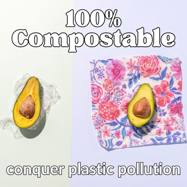 Bee Kind® Beeswax Food Wrap - 3 Pack (S,M,L) - Handmade in Canada - Handpainted Designs - Premium Quality (Liquorice) - Image 3