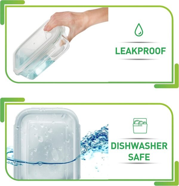 PrepNaturals 5 Pack 36 Oz Glass Meal Prep Containers - Dishwasher Microwave Freezer Oven Safe - Glass Storage Containers with Lids (Multi-Compartment) - Image 5