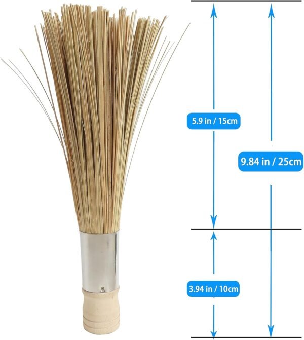 LSZSSJ9.84-inch Natural Bamboo Brush Kitchen Cleaning Brush, Used to Clean Grills, Pans, and stoves, Without damaging The Surface, 2 Bamboo Brushes - Image 6