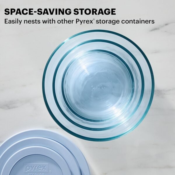 Pyrex Colors (6-Pack, Full Set) Tinted Glass Food Storage Container Set, Snug Fit Non-Toxic Plastic BPA-Free Lids, Freezer Dishwasher Microwave Safe, 3 Cup, 6 Cup & 11 - Image 3