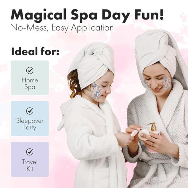 Unicorn Kids Face Masks Skincare Set(20pcs), Organic, Vegan & Kid Safe Skin Care Ages 4+, Cute Animal Sheet Masks for Girls, Spa Day, Sleepover, Slumber Party Favors, Stuffs and Gifts for Little Girls - Image 4