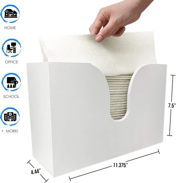 Bamboo Paper Towel Dispenser, Paper Towel Holder Wall Mount & Countertop for Kitchen and Restroom Decor - Holds Multifold Paper Towel, C Fold, Trifold Hand Tissue Napkins. - Image 8