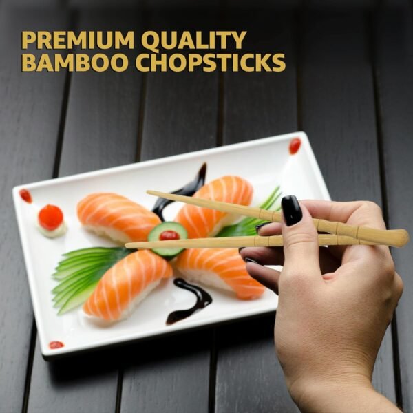 Premium Quality Bamboo Chopsticks Set, Eco-friendly & Reusable Sushi Utensils, Lightweight Natural Bamboo for Asian Dining ,Ideal Gift for Food Lovers and Perfect Asian Cuisine Utensils (Natural) - Image 2