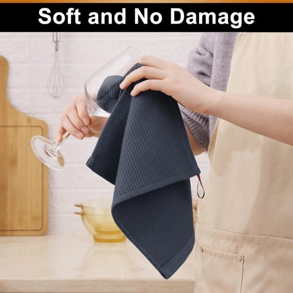 Homaxy 100% Cotton Dish Cloths - Waffle Weave Soft and Absorbent Dish Towels - 6 Pack Quick Dry Dish Rags - 12 x 12 Inches Dishcloths for Kitchen Washing Dishes - Dark Grey - Image 4