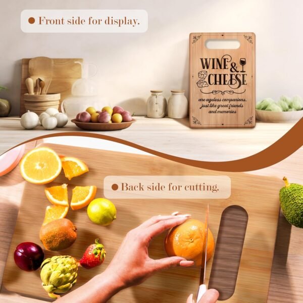 Wine and Cheese Cutting Board, Cheese Boards Charcuterie Boards, Gifts for Wine Lovers Cheese Lovers, Bamboo Cutting Board for Kitchen, Chopping Board for Kitchen - Image 2