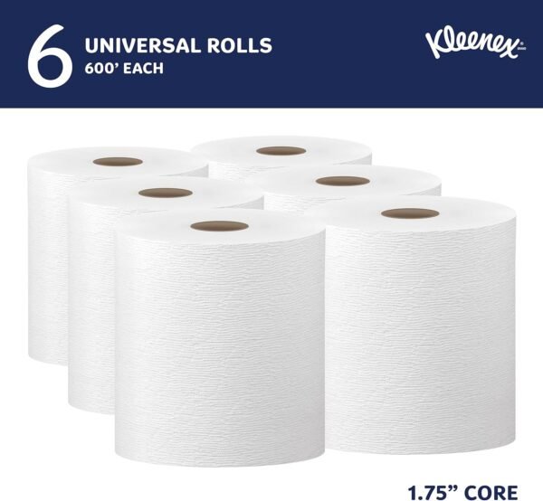 Kleenex® Hard Roll Paper Towels, Bulk (50606), 1.75" Core, with Premium Absorbency Pockets, White (600'/Roll, 6 Rolls/Case, 3,600'/Case) - Image 2