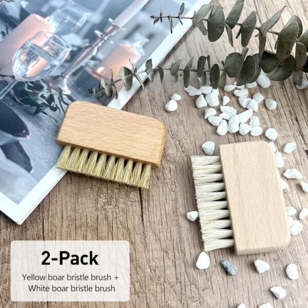 Natural Beech Wood Nail Brush Non-Slip Hand and Toenail Cleaning Brush Compact and Durable Bristle Scrub for Home and Travel - Image 2