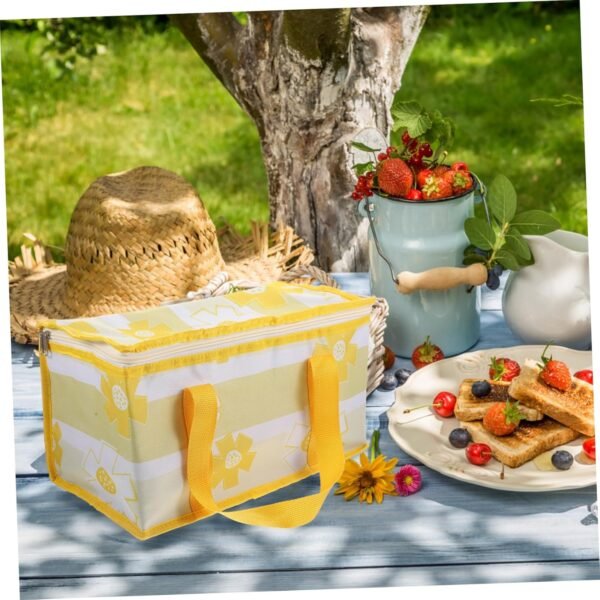 Lunch Bag for Men Picnic Stuff Cool Bag Reusable Bento Basket Food Bag Picnic Cooler Bag Lunch Bags Picnic Kit Insulated Lunch Tote Food Storage Insulation Bag Snack Yellow Alloy - Image 7