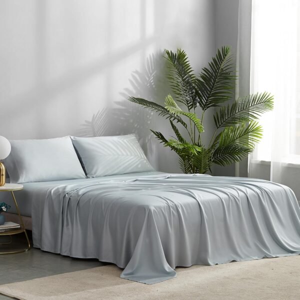 NATUREFIELD Bed Sheets Set Queen Size (4pc), Rayon Derived from Bamboo, Cooling Sheets with Fitted Deep Pockets, Hotel Luxury Bedding Sheets & Pillowcases