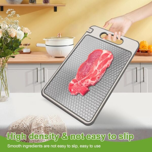 Stainless Steel Cutting Board,Double Sided Meat Chopping Board for Kitchen, Wheat straw pp Large Cutting Board,Scratch-resistant Mesh Design,Dishwasher Safe - Image 7