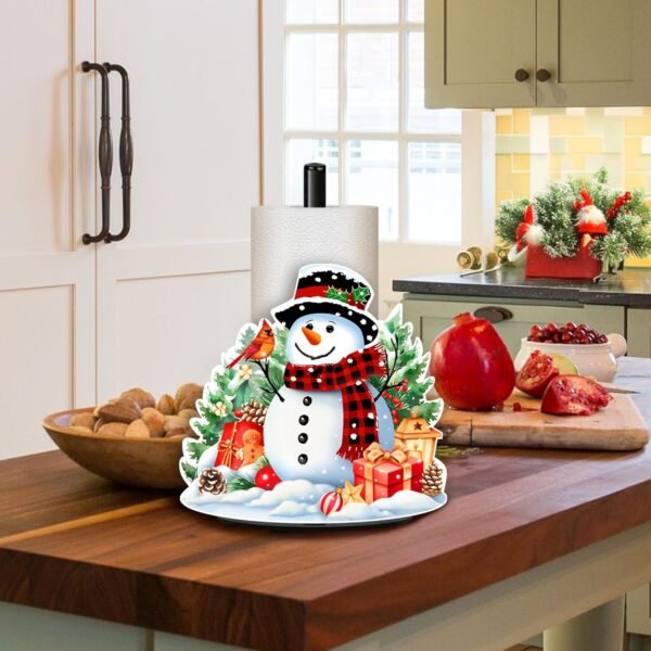 Christmas Paper Towel Holder, Metal Stand Towels Paper Holder for Kitchen, Snowman Countertops Decor, Winter Xmas Decoration for Desktop Farmhouse Rustic Indoor Decor Accessories, Large Stand - Image 7